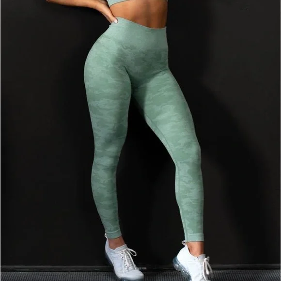 Gymshark Pants Jumpsuits Gymshark Green Camo Seamless High